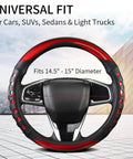 Rich Red Nappa Style Leather Steering Wheel Cover With Firm Anti Slip Grip Fits 14.5 To 15 Inch Cars Trucks And Suv Delivers Slick Handling And Fresh Daily Driver Upgrade, showing various angles and features.