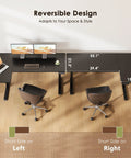 Electric L Shaped Standing Desk With Smooth Motor Height Adjustment From 28.4 To 47.2 Inches, showing reversible design.