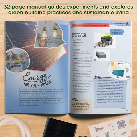 Hands On Green Energy STEM Kit For Kids And Classrooms Build An Energy Efficient Model Home With Solar Panel LEDs Sensors Explore Clean Energy Sustainable Living And Real World Green Architecture Lessons manual pages