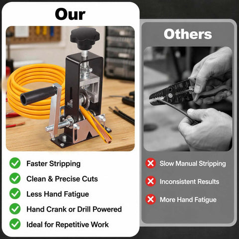 Straight Up Manual Wire Stripping Machine For Copper Cable with adjustable jaw, ideal for repetitive tasks and less hand fatigue.