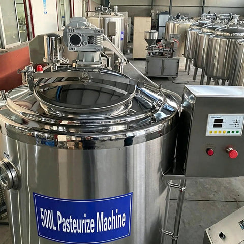 Badass Stainless Steel Milk Pasteurizer 500 Liters Industrial Dairy Processing Tank With Smooth Automated Controls for yogurt production.