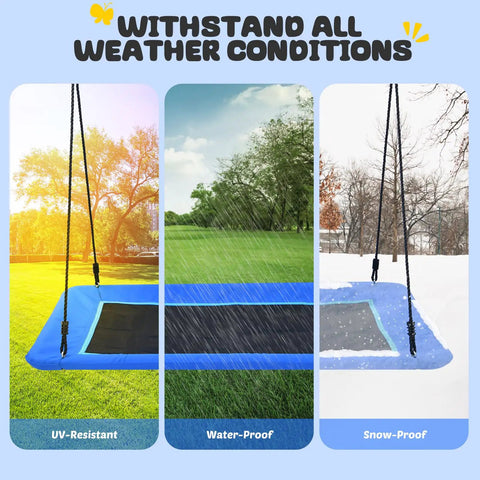 60 Inch Rectangle Tree Swing With 700 Pound Capacity Open Flat Platform Heavy Duty Waterproof For Kids And Grownups in UV, rain, snow conditions