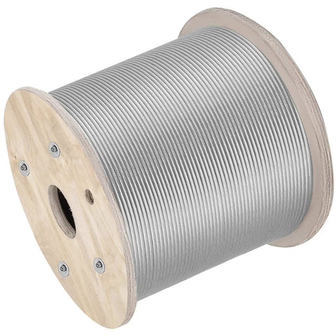 Heavy Duty 1/4 Inch Stainless Steel Cable 200 Ft 7x19 T304 Aircraft Wire Rope Kit on wooden spool for decks fences railings