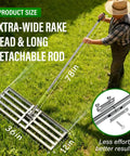 Heavy Duty 36x12 Inch Lawn Leveling Rake With Stainless Steel Build And Adjustable 78 Inch Handle illustration