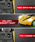 Mini One Sixty Four Scale RC Car With 2.4GHz Remote Control And 3 Speed Modes Rechargeable Desktop Toy Race Car Gift showing features
