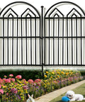 17 Inch Tall Garden Fence Set 28 Foot Long Arched Rustproof Metal No Dig Border Fencing With Stakes 26 Panels in garden setting