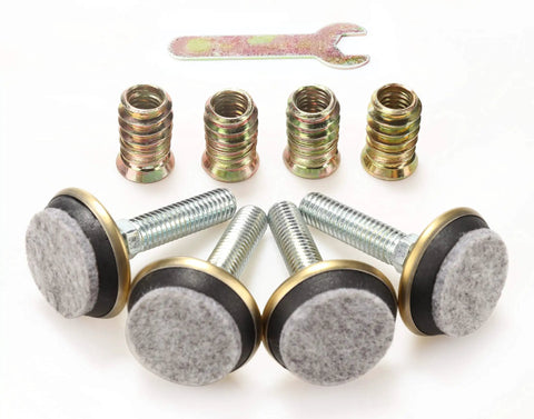 Swivel Furniture Levelers Kit Adjustable Heavy Duty Leveling Legs for Tables Chairs Cabinets With Felt Pads 4 Pack 34mm D Golden Finish