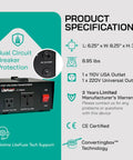 1000 Watt Voltage Converter Transformer Step Up And Down 110V To 220V 220V To 110V Power Converter specifications
