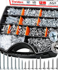 1310 Piece Magnetic 410 Stainless Wood And Drywall Screws Set With Phillips Truss Head For Size 8 And 10 Anti Corrosion High Strength Long Lasting Pro Grade For Woodworking And Home Reno, organizer tray with screws and washers