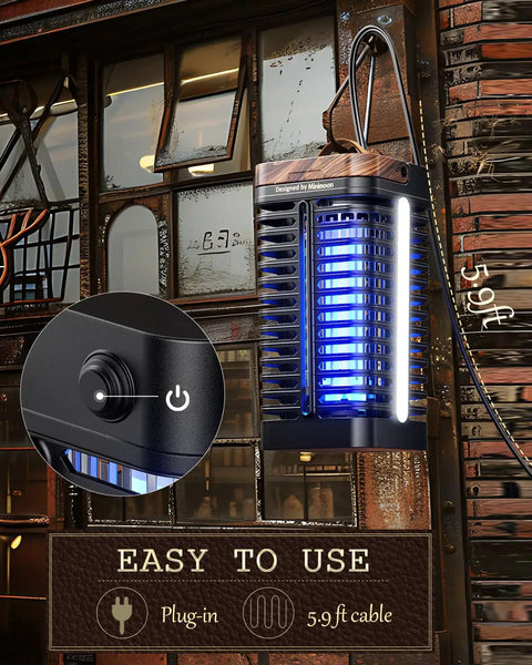 Dual LED Bug Zapper Outdoor 15W Mosquito Zapper 4200V Electric Fly Trap Western Theme IPX4 Waterproof 5.9 Ft Cord