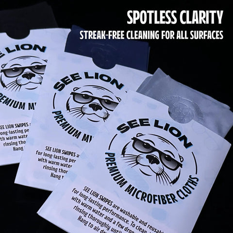 See Lion Swipes microfiber lens cleaning cloths, 2-pack, black and navy