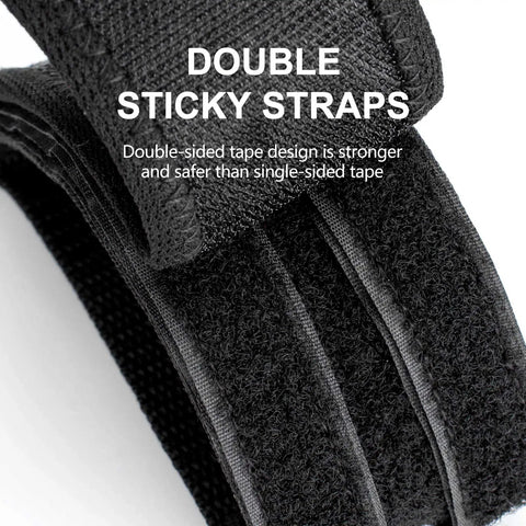 Close-up of black double straps on Durable Nylon Bike Pedal Straps Set For Fixed Gear BMX Mountain And Road Bikes