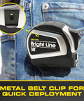 High Contrast Easy Read Tape Measure For Low Light with belt clip for quick access on jeans pocket