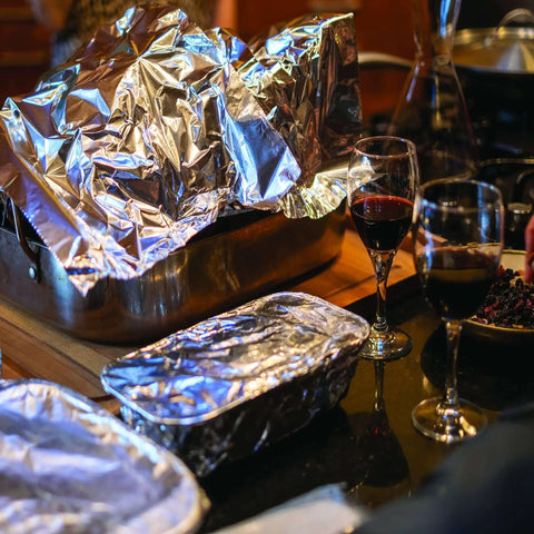 Premium Aluminum Foil Pop Up Sheets In Dispenser 9 By 10.75 Inch And 12 By 10.75 Inch Heavy Duty Food Safe for meal prep on table