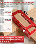 Adjustable Aluminum Door Hinge Mortise Jig Kit with dual clamps for precise hinge positioning and pro-grade install on wooden door.
