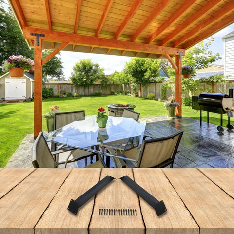 Heavy Duty Steel 45 Degree Angle Support Brackets 2 Pack With Screws For Pergola Gazebo Tree House Patio DIY Wood Structures Black Finish Built Tough Outdoor Hardware