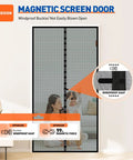Magnetic Screen Door for 32x80 Openings, Fits 34x81 Mesh shown with windproof buckle and magnetic closure mechanism, black