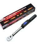 Half Inch Digital Torque Wrench With Rotating Display For Precise Fastening, 19.9 To 154.8 Lb Ft Range, Four Percent Accuracy, Beep Alerts When Target Reached, Easy Unit Conversions Between Lb Ft Nm Kg, Half Inch Drive, Made In Taiwan shown with box