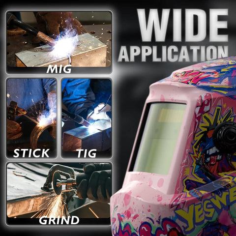 Auto Darkening Welding Helmet With Blue Light Blocking Lens And True Color View Solar Powered Hood With Two Arc Sensors Beast Mode Shade Range 3.5 To 13 Ideal For TIG MIG ARC And Grinding