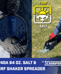 64 Ounce Black Poly Hand Shaker Spreader For Turf Fertilizer Grass Seed Salt And Sand All Year Round Use With Ultra Handy Large Grip And 3 Openings For Pellets And Particles