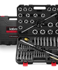 52 Piece Large SAE Tap And Die Set For Heavy Duty Workhorse Thread Repair And Rethreading 1/4-20 To 1-14 Coarse And Fine Threads GCr15 Steel Industrial Grade Tool Kit in black case.