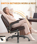 Premium Mid Back Leather Executive Office Chair Featuring Ergonomic Lumbar Support And Flip Up Armrests For Boss Level Comfort During Long Study Marathons And Crunch Time Deadlines in a relaxed position with 90-120° rocking.
