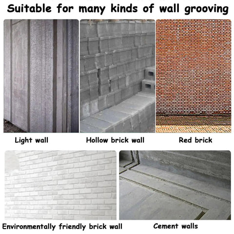 Different types of walls for Pro Grade Heavy Duty Electric Wall Chaser For Concrete Walls 1100W 1600RPM With Adjustable Slot Depth
