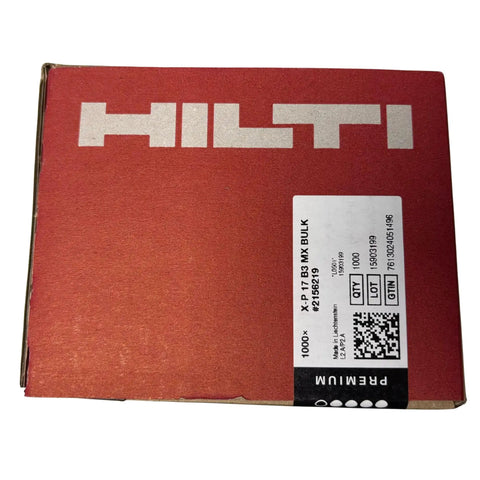 High Performance X-P 17 B3 MX Bulk Nails, 1000-Count pack, red box with label, for concrete, masonry, and block walls