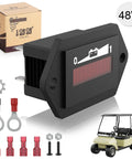 48V LED Battery Indicator Meter For Lead Acid Batteries Updated Gauge For Golf Carts And Battery Powered Equipment Water Resistant And Easy To Read black gauge with mounting hardware and golf cart
