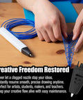 Replacement 3D Pen Nozzle For Pro 3D Printing Scribbler With Quick Snap In Design in use creating blue 3D mesh on table