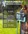 Three Zone Sprinkler Timer For Lawn And Garden With No Fuss Programmable Watering Modes Auto Manual Rain Delay IP65 Waterproof With Large LCD Screen And Fortified Valve For Strong Water Flow