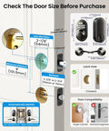 Image showing installation details for Keyless Entry Door Lock With 2 Lever Handles Electronic Keypad Deadbolt Auto Lock Backlit For Easy Installation Matte Black Front Door Handle Set Anti Peep Security With 20 Permanent PIN Codes And One Time Codes.