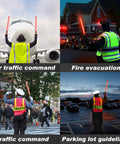 4 Pack 21 Inch LED Traffic Wand For Air Traffic Control With 3 Flashing Modes, Ideal For Airport Parking And Car Directing