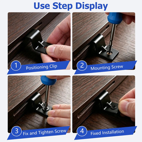 Step-by-step installation of Heavy Duty 28 Pack Black Z Clips For Wood Table Tops Secure Fasteners Galvanized Steel Anti Rust Holders.