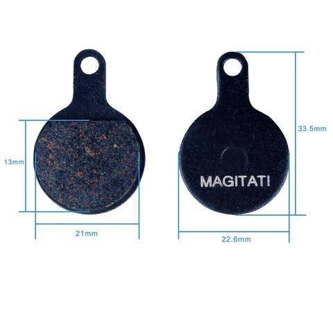 4 Pairs Semi Metallic Bicycle Disc Brake Pads For Tektro IOX Novela showing dimensions, copper fiber surface, and steel back plate.