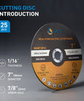 Beefy 7 Inch Cutting Wheel Set 25 PC Metal Cutting Discs 7 By 1 Sixteenth By 7 Eighth Inch Flat Cut Off Wheels For Die Grinder