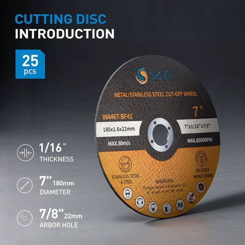 Beefy 7 Inch Cutting Wheel Set 25 PC Metal Cutting Discs 7 By 1 Sixteenth By 7 Eighth Inch Flat Cut Off Wheels For Die Grinder