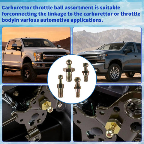 Holley 20-2 Carburetor Throttle Ball Assortment Kit For Linkage To Carburetor Or Throttle Body In Various Automotive Applications Durable High Quality Set For Street And Performance Cars, 4 metal studs