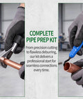 Heavy Duty Hydraulic Tube Expander Kit for Copper Aluminum and Mild Steel Pipes with cutter and deburring tool in use