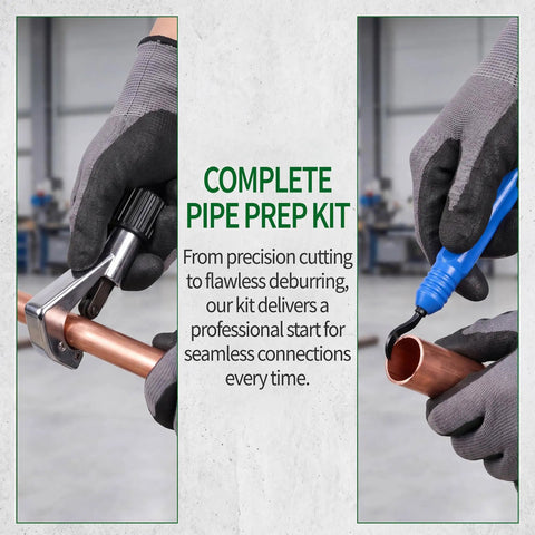 Heavy Duty Hydraulic Tube Expander Kit for Copper Aluminum and Mild Steel Pipes with cutter and deburring tool in use