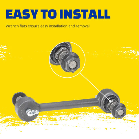 Suspension Stabilizer Bar Link For Ford F-150 And F Series Trucks Beefed-Up Alloy Steel OE Style Fit Reduces Sway Improves Steering Responsiveness Delivers Smoother Ride For 2009 2020 F-150 And 2010 2022 F-250 Super Duty, steel sway bar link close-up