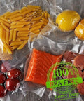 Heavy Duty Commercial Vacuum Sealer Bags Rolls 11 By 20 Inch Three Rolls And 8 By 20 Inch Three Rolls BPA Free Food Saver with food inside