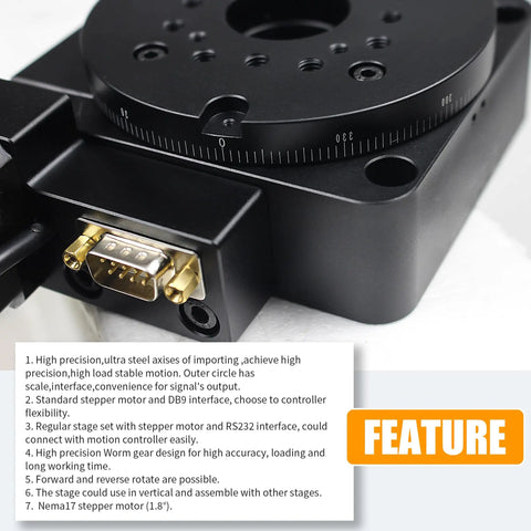 High Precision Electric Rotating Stage With 360 Degree Travel And 100 Millimeter Diameter Optical Platform Bearing Scale Motorized