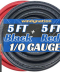 Beefy 1/0 AWG Ultra Flexible Copper Battery Cable Wire, Dual Color 5 Feet Black and 5 Feet Red, SAE J1127 Approved, detail view