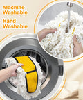 Heavy Hitter 24 Inch Commercial Dust Mop With Two Premium Microfiber Pads being washed in a machine.