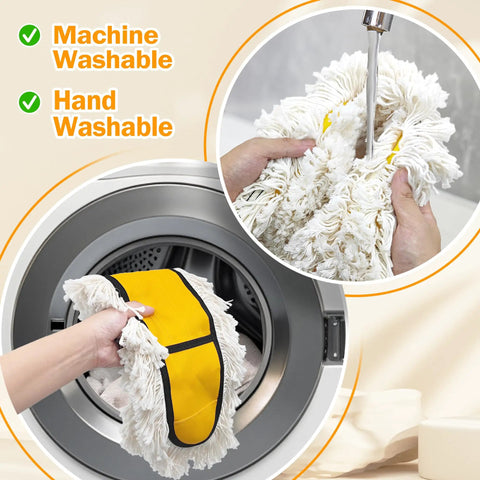 Heavy Hitter 24 Inch Commercial Dust Mop With Two Premium Microfiber Pads being washed in a machine.