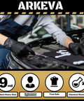 Built Tough 9 Mil Black Nitrile Disposable Work Gloves Xx Large 1000 Count used by mechanic under hood during automotive repair.