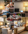 Set of 2 Touch Control Table Lamps With 3 Way Dimmable Lighting USB Ports for Quick Charging Cream Fabric Shade