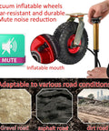 Heavy Duty 10 Inch Pneumatic Caster Wheels With Brakes Set Of Four showing inflatable mouth and durable design for smooth rolls.