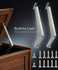 Beefy Heavy Duty Lid Support Hinge With Soft Close For Toy Boxes And Chests, includes screws, shown on cedar chest lid.